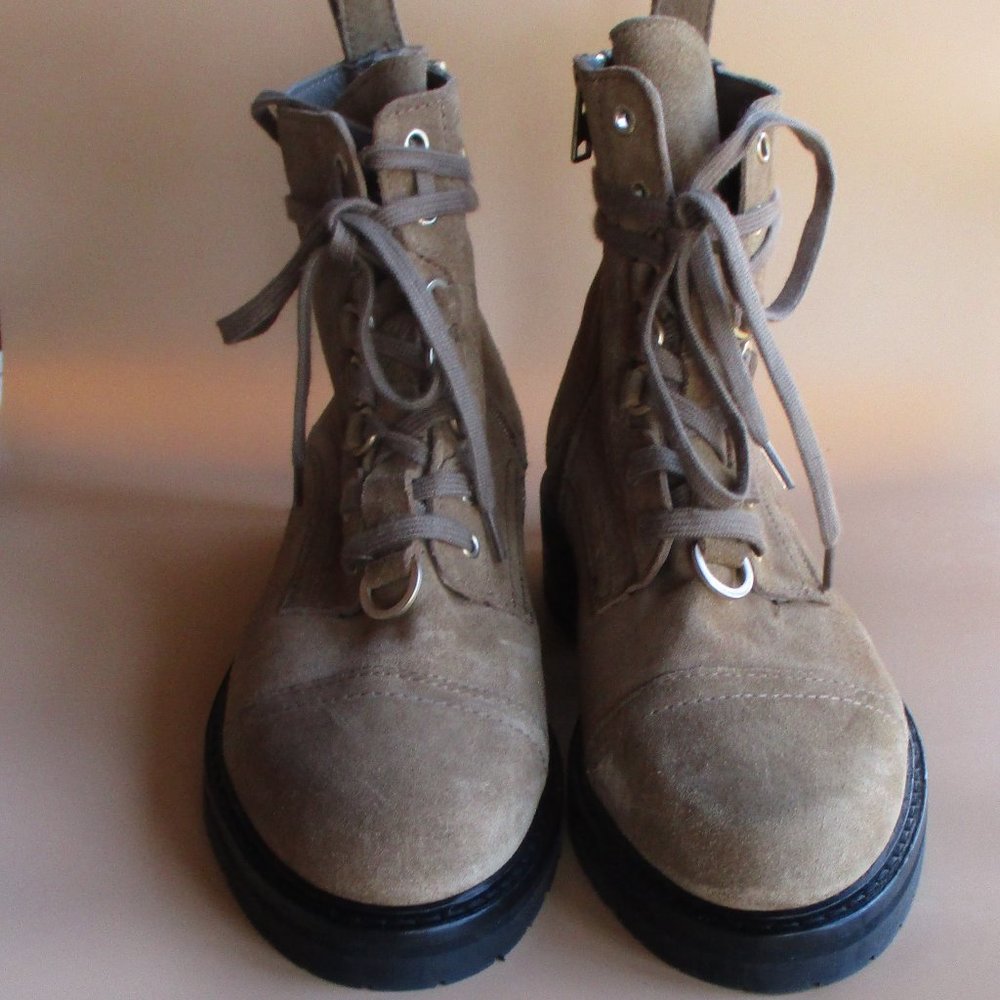 All Saints Lira Combat Boots Women's-Sand/Brown Suede-Size 37/6.5 - Picture 2 of 7